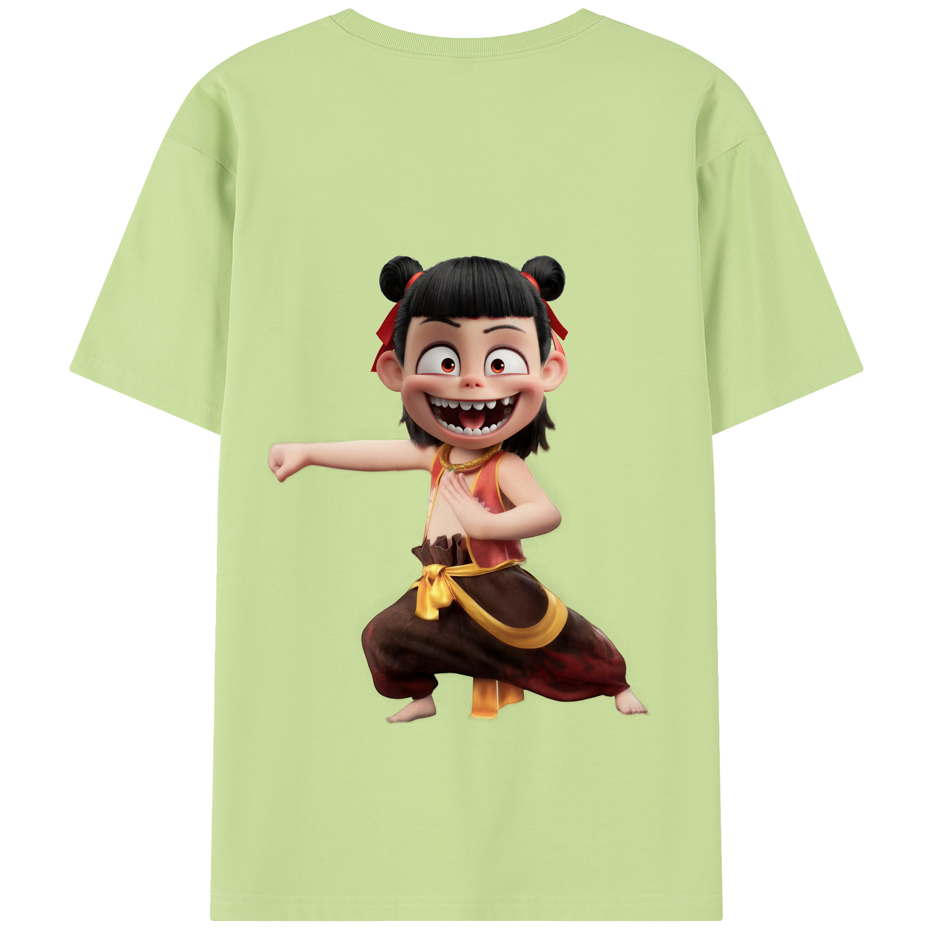 （画像用） Ne Zha 2 ナタ 魔童の大暴れ 綿100％半袖Tシャツ（背面プリント）